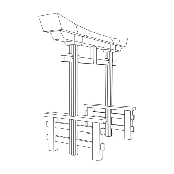 Torii heiliges traditionelles Tor Japan Shintoismus Religion. — Stockvektor