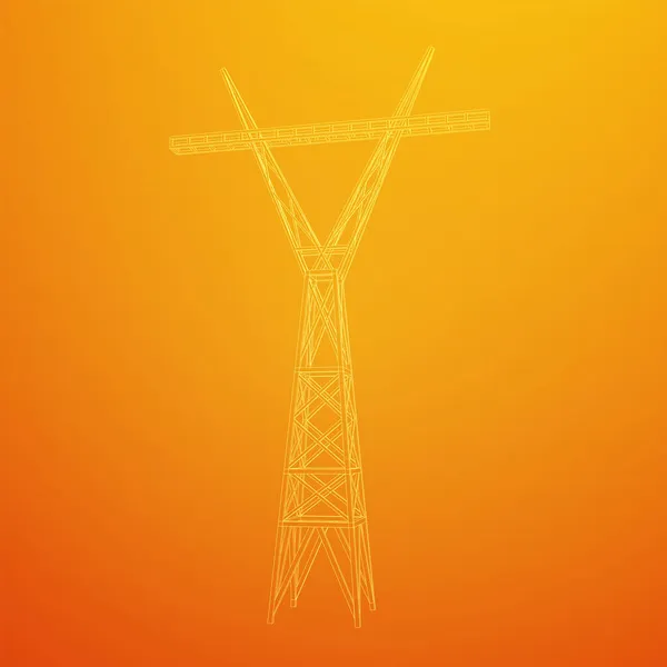 Kraftöverföringstorn högspänning pylon wireframe — Stock vektor