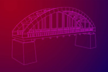 Köprü bağlantısı. Kablo çerçevesi düşük poli ağ