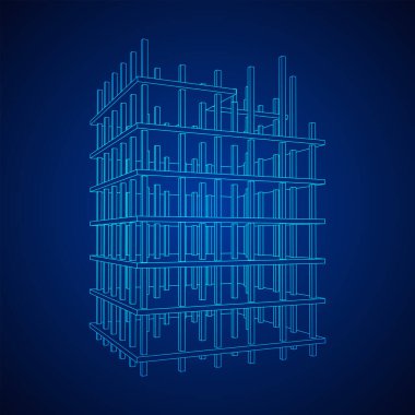 İnşaat devam ediyor. Kablo çerçevesi düşük poli ağ