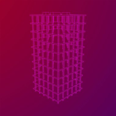 İnşaat devam ediyor. Kablo çerçevesi düşük poli ağ