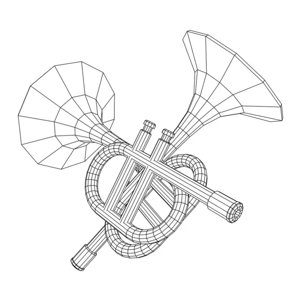 Trumpet trubka fife musiacal nástroj vektorové ilustrace — Stockový vektor