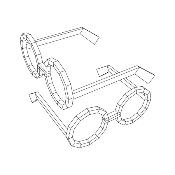 Nerd rotondo retrò occhiali wireframe vettoriale illustrazione. — Vettoriale Stock