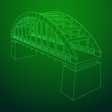 Köprü bağlantısı. Kablo çerçevesi düşük poli ağ