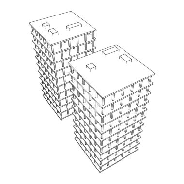 İnşaat devam ediyor. Kablo çerçevesi düşük poli ağ