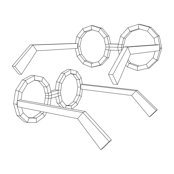 Nerd Runde Retro-Brille Wireframe Vector Illustration. — Stockvektor