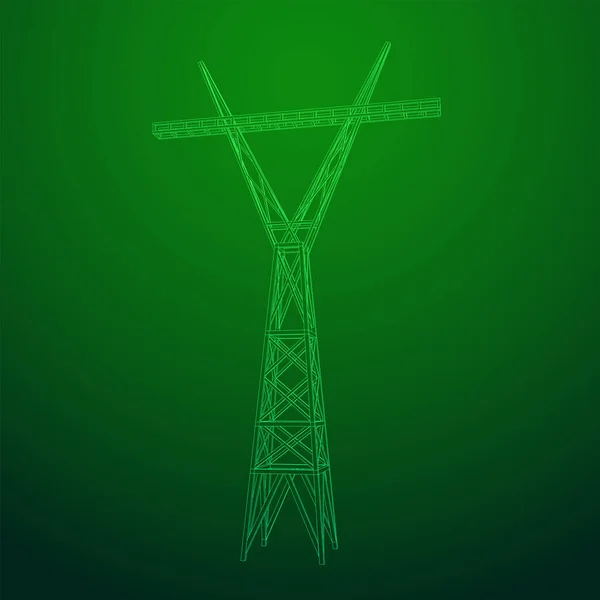 Torre de transmisión de energía alta tensión pylon wireframe — Archivo Imágenes Vectoriales