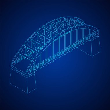 Köprü bağlantısı. Kablo çerçevesi düşük poli ağ