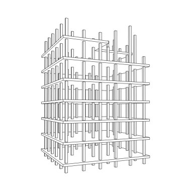 İnşaat devam ediyor. Kablo çerçevesi düşük poli ağ