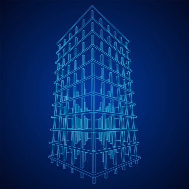 İnşaat devam ediyor. Kablo çerçevesi düşük poli ağ