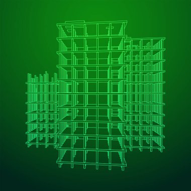 İnşaat devam ediyor. Kablo çerçevesi düşük poli ağ