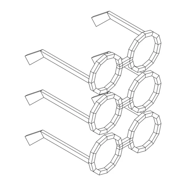Nerd Rond Retro Glazen Wireframe Laag Poly Mesh Vector Illustratie — Stockvector