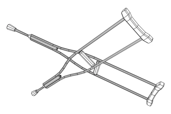 Mankó Orvosi Sétapálca Törött Láb Rehabilitálására Lábsérültek Kezelése Wireframe Alacsony — Stock Vector