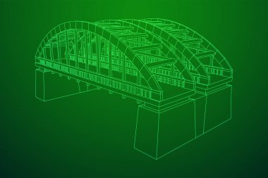 Köprü bağlantısı. Kablo çerçevesi düşük poli ağ