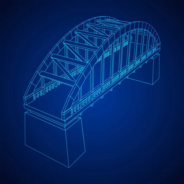 Estrutura de ligação da ponte. Wireframe baixa malha poli —  Vetores de Stock