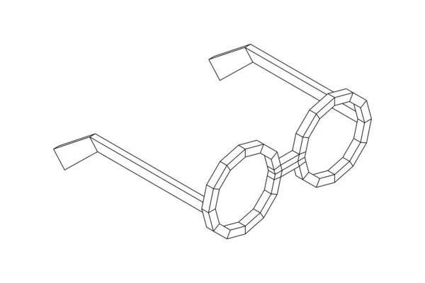 Illustration vectorielle rétro ronde nerd de lunettes Wireframe. — Image vectorielle