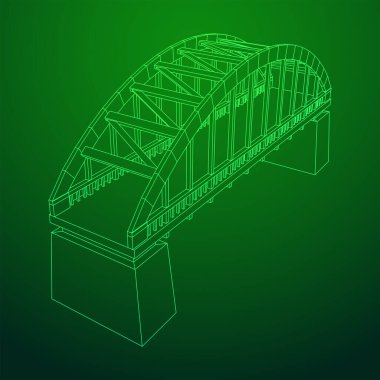 Köprü bağlantısı. Kablo çerçevesi düşük poli ağ