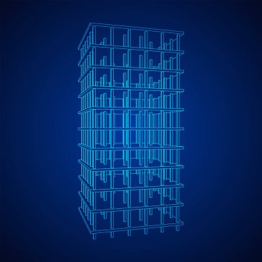 İnşaat devam ediyor. Kablo çerçevesi düşük poli ağ