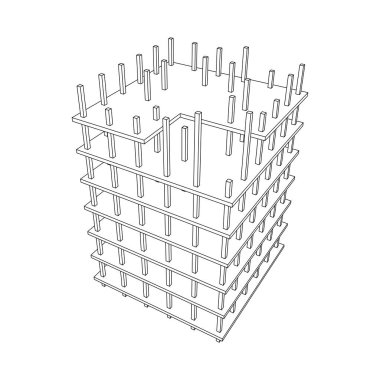 İnşaat devam ediyor. Kablo çerçevesi düşük poli ağ