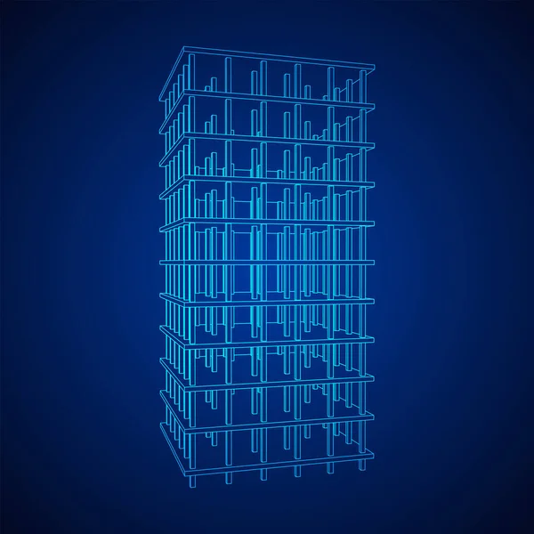 İnşaat devam ediyor. Kablo çerçevesi düşük poli ağ