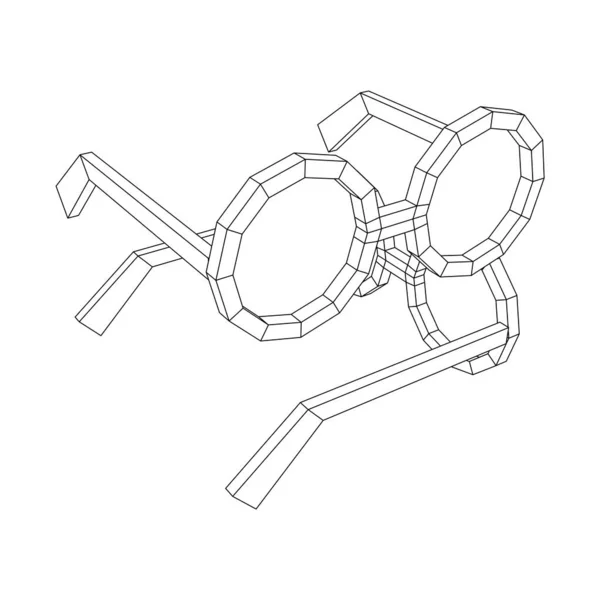 Nerd Round Retro Glasses Wireframe Vector Illustration. 스톡 벡터
