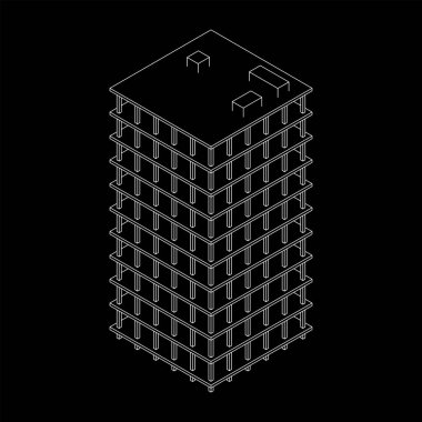 İnşaat devam ediyor. Kablo çerçevesi düşük poli ağ