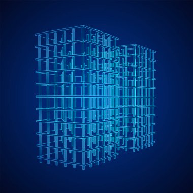 İnşaat devam ediyor. Kablo çerçevesi düşük poli ağ