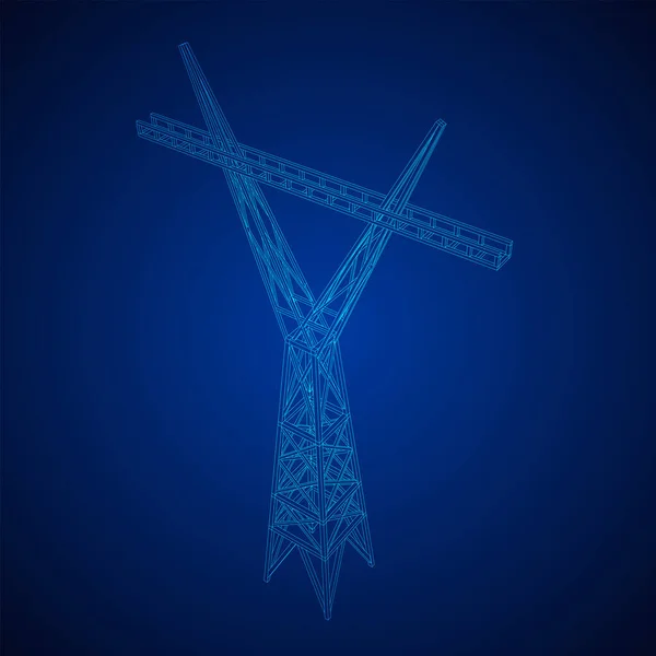 送電塔高電圧パイロンワイヤーフレーム — ストックベクタ