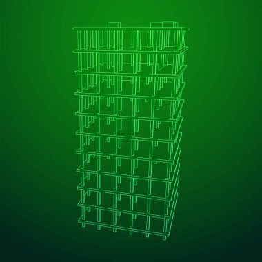 İnşaat devam ediyor. Kablo çerçevesi düşük poli ağ