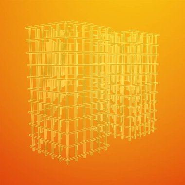 İnşaat devam ediyor. Kablo çerçevesi düşük poli ağ