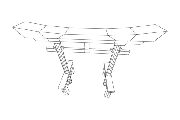 Torii helig traditionell grind Japan shintoism religion. — Stock vektor