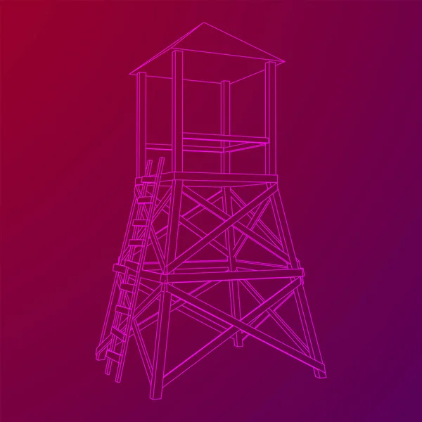 Torre de vigia ou torre de observação para caçadores. Wireframe baixa malha poli —  Vetores de Stock