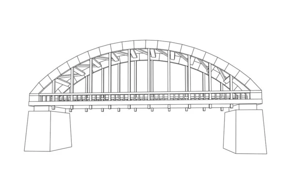 Estrutura de ligação da ponte. Wireframe baixa malha poli Gráficos Vetores