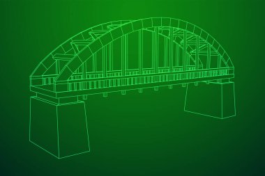 Köprü bağlantısı. Kablo çerçevesi düşük poli ağ