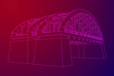 Köprü bağlantısı. Kablo çerçevesi düşük poli ağ