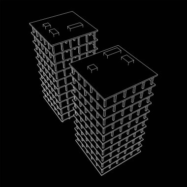 İnşaat devam ediyor. Kablo çerçevesi düşük poli ağ