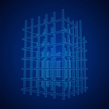 İnşaat devam ediyor. Kablo çerçevesi düşük poli ağ