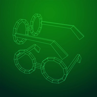 İnek Yuvarlak Retro Gözlük Kablosu Vektör İllüstrasyonu.