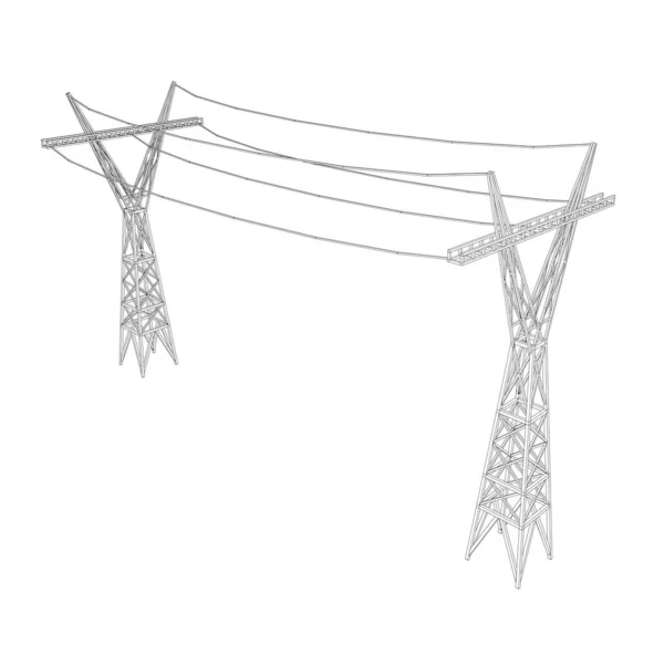 Kraftöverföringstorn högspänning pylon wireframe — Stock vektor