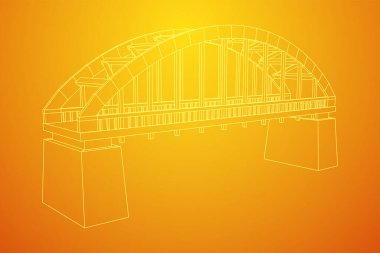 Köprü bağlantısı. Kablo çerçevesi düşük poli ağ