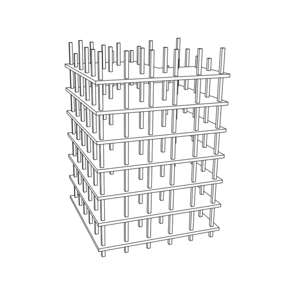 Building under construction. Wireframe low poly mesh Stock Vector