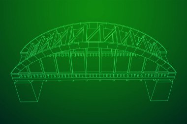 Köprü bağlantısı. Kablo çerçevesi düşük poli ağ