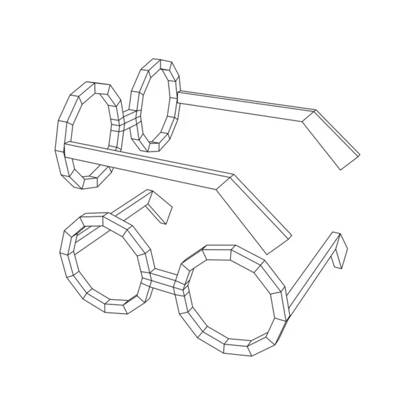 Nerd Ronda Gafas Retro Wireframe Vector Ilustración. — Archivo Imágenes Vectoriales