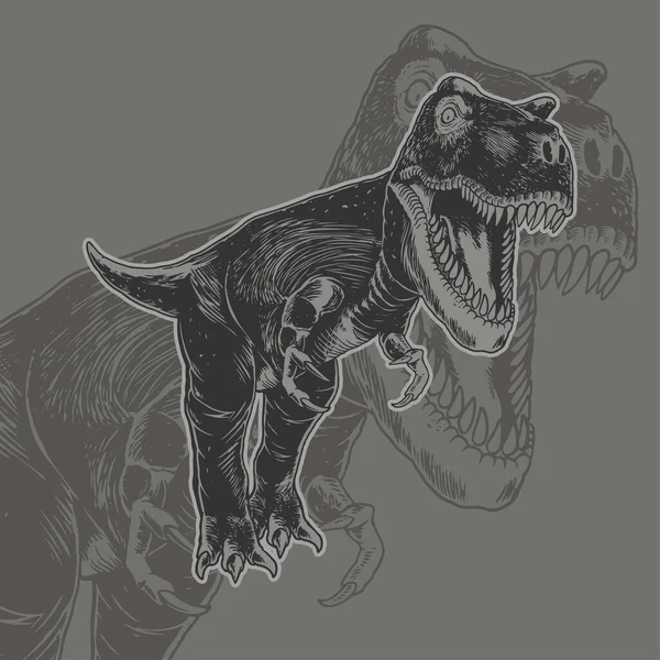 Vektorová Rytina Tyranosaura Masožravý Dinosaurus Kreativní Originální Design Pro Potisk — Stockový vektor