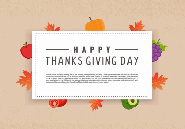 Giorno Del Ringraziamento Banner Sfondo Testo Ringraziamento Può Essere Utilizzato — Vettoriale Stock