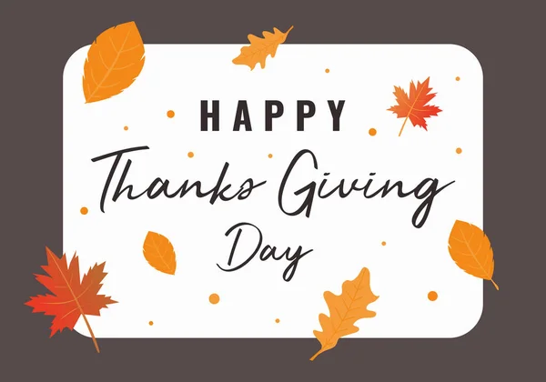 Thanksgiving Day Banner Background Autumn Season Inscription Greeting Card Design — Stock Vector