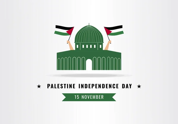 Mezquita Aqsa Con Bandera Mano Día Independiente Palestina Guardar Gaza — Archivo Imágenes Vectoriales