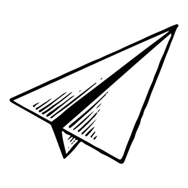 Vektör kağıt uçak. El çizimi kağıt uçağın vektör çizimi. Seyahat, beyaz arka planda izole edilmiş rota sembolü. Bilgi, web sitesi veya uygulama için Doodle taslak simgesi