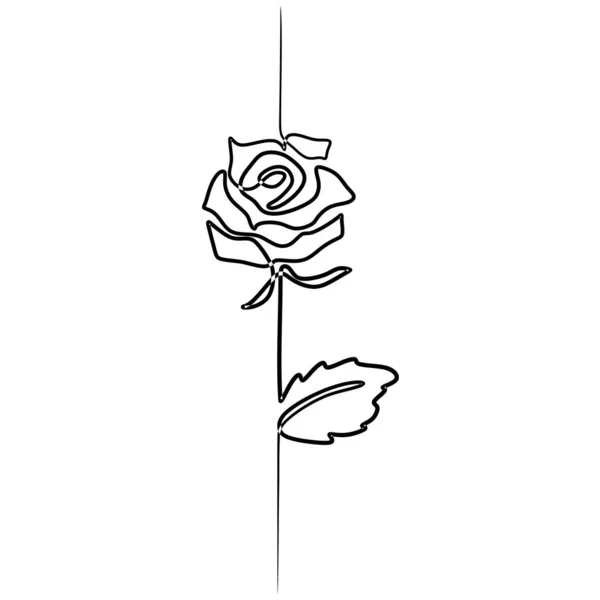 花の一本の線画ミニマリスト バラの花の輪郭の手描き ロマンチックな美しさの概念 ポスターや壁の芸術のために良い — ストックベクタ