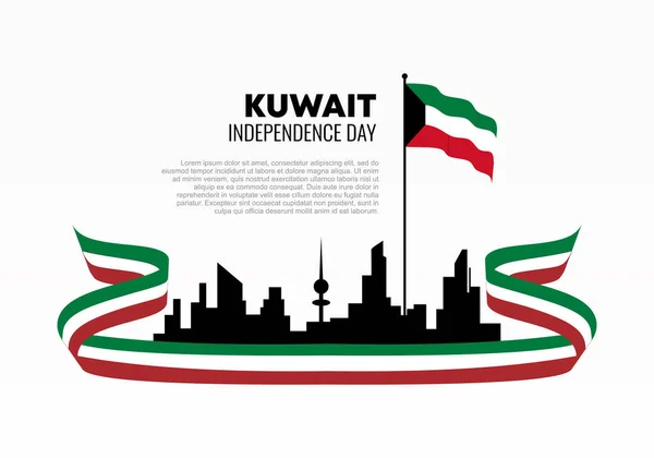 Día Independencia Kuwait Cartel Bandera Fondo Para Celebración Nacional Febrero — Archivo Imágenes Vectoriales